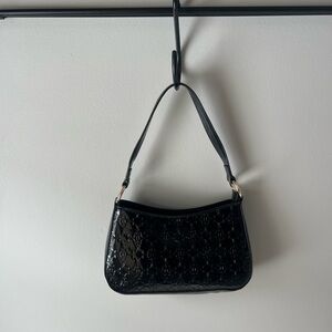 Nanette Lepore Black Patent Shoulder Bag with Gold Hardware